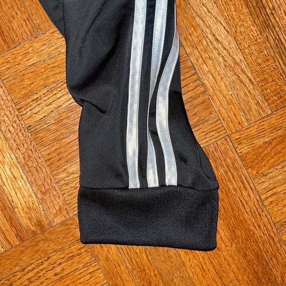 Adidas black with 3 white  stripe joggers size 10/12 Medium - Picture 5 of 5